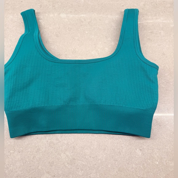 Teal Ribbed Sports Bra - Picture 3 of 4
